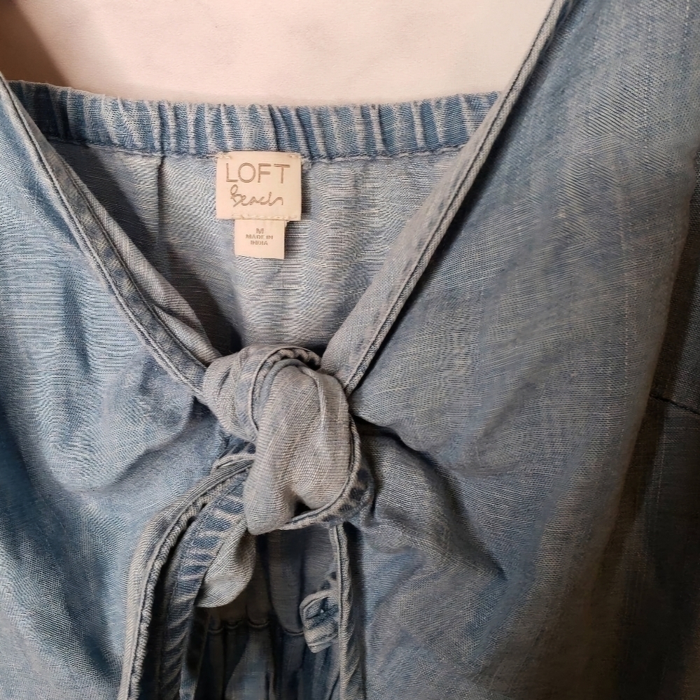 NWT, Ann Taylor LOFT Beach, Chambray, Tie Front Romper, Size: M - Picture 8 of 10